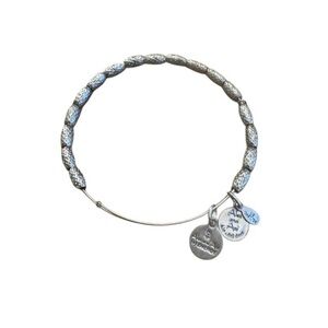 Alex and Ani Silver Textured Bracelet with Charms and Beads